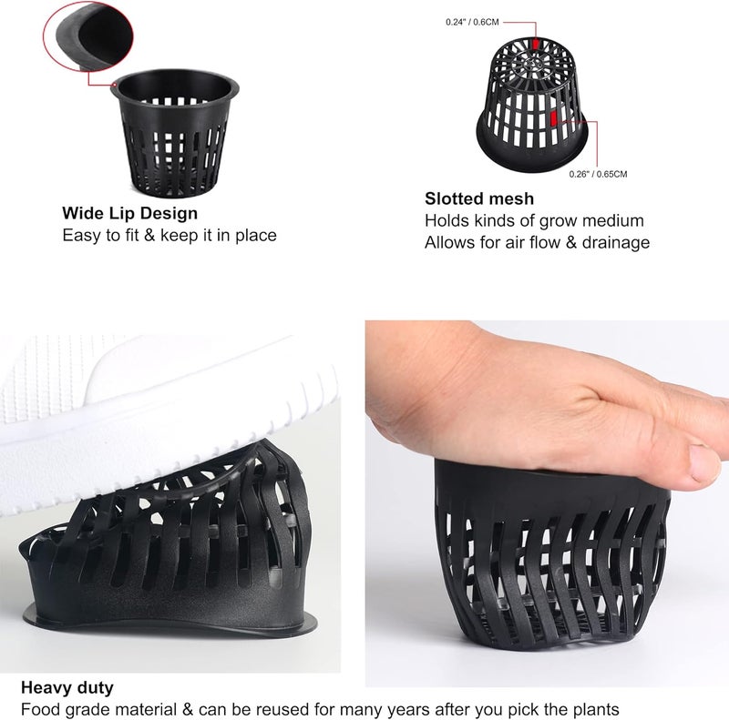 ORIMERC 4 inch 15 Pack Net Cups Pots, with 15 feet Self Watering Rope, 15 Plant Labels, for Hydroponics Aquaponics Kratky Orchid Vegetable Indoor Outdoor Growing Baskets Nursery Slotted Mesh BPA Free - Image 3