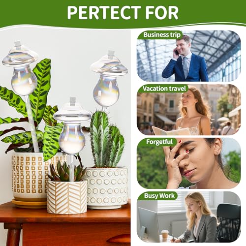 JXWENBYX 11 oz Up Large Plant Watering Globes, Self Watering Planter Insert, Glass Plant Watering Devices, Mushroom Self Watering Globes, Automatic Watering Bulbs for Indoor Outdoor Plants (Large 2-Pack) - Image 4