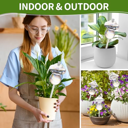 JXWENBYX 11 oz Up Large Plant Watering Globes, Self Watering Planter Insert, Glass Plant Watering Devices, Mushroom Self Watering Globes, Automatic Watering Bulbs for Indoor Outdoor Plants (Large 2-Pack) - Image 3