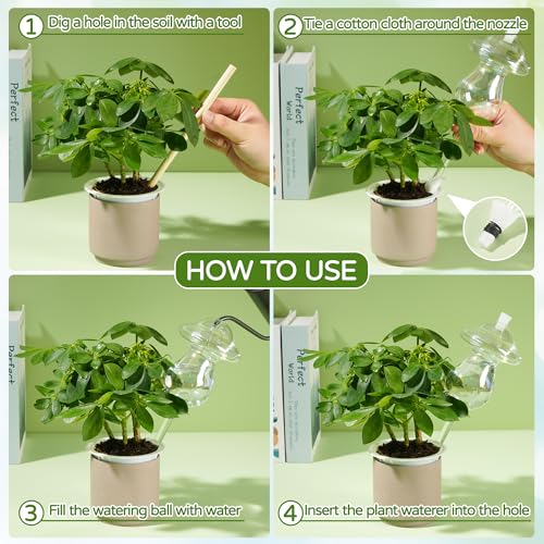 JXWENBYX 11 oz Up Large Plant Watering Globes, Self Watering Planter Insert, Glass Plant Watering Devices, Mushroom Self Watering Globes, Automatic Watering Bulbs for Indoor Outdoor Plants (Large 2-Pack) - Image 5