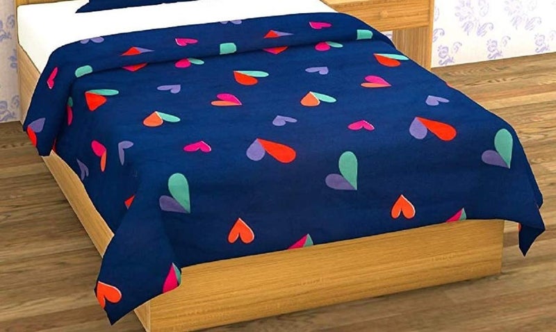 VIVEA RESERVE 300 TC Glace Cotton Soft Single Bed Rajai Cover II Duvet Cover II Blanket Cover II Comforter Cover II Quilt Cover with Zipper Closure - 60" x 90" inch (Blue Heart) - Image 2