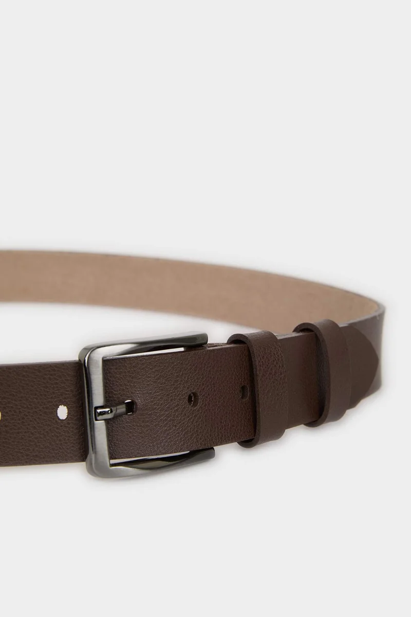 ديفاكتو Man Rectangular Hair Clip Faux Leather Denim Belt
