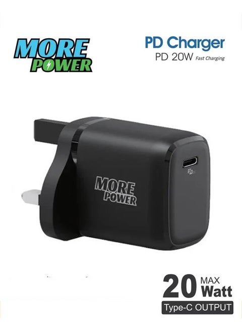 شاحن More Power بقوة 20 واط PD – شحن سريع وآمن بمنفذ Type-C، تصميم مدمج ومتين، متوافق مع جميع الهواتف الذكية والأجهزة اللوحية والأجهزة الحديثة