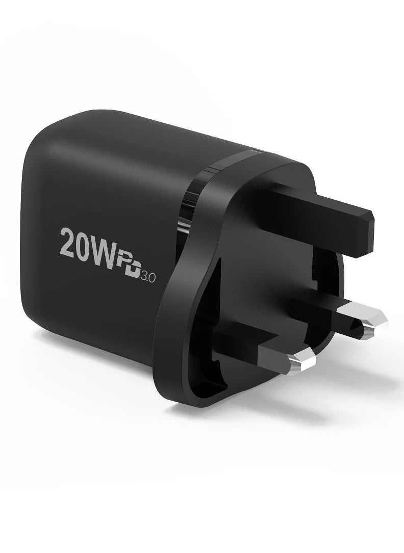 شاحن More Power بقوة 20 واط PD – شحن سريع وآمن بمنفذ Type-C، تصميم مدمج ومتين، متوافق مع جميع الهواتف الذكية والأجهزة اللوحية والأجهزة الحديثة
