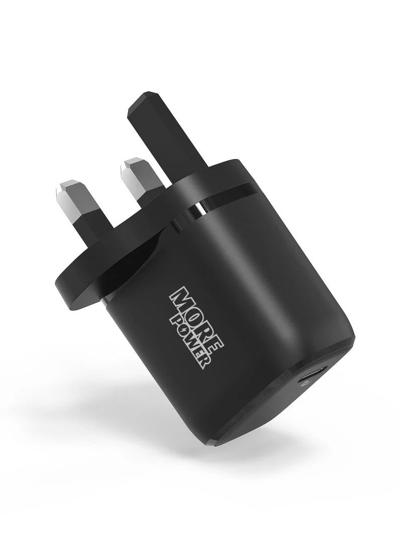 شاحن More Power بقوة 20 واط PD – شحن سريع وآمن بمنفذ Type-C، تصميم مدمج ومتين، متوافق مع جميع الهواتف الذكية والأجهزة اللوحية والأجهزة الحديثة