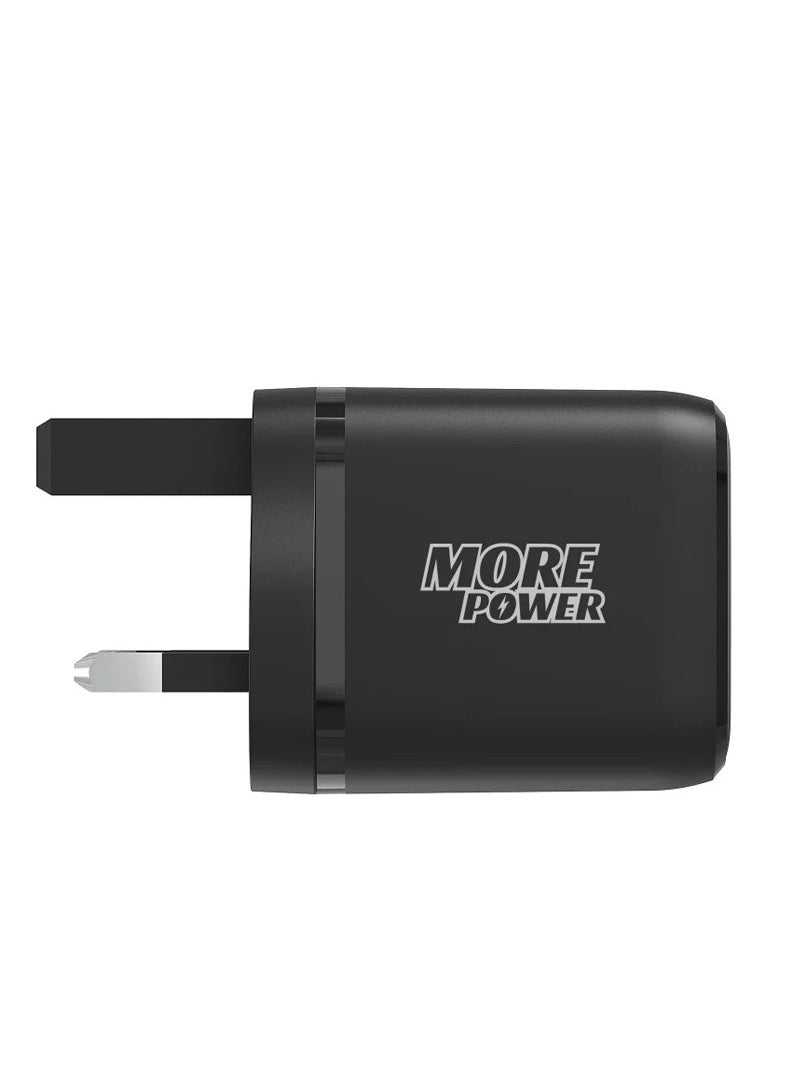 شاحن More Power بقوة 20 واط PD – شحن سريع وآمن بمنفذ Type-C، تصميم مدمج ومتين، متوافق مع جميع الهواتف الذكية والأجهزة اللوحية والأجهزة الحديثة