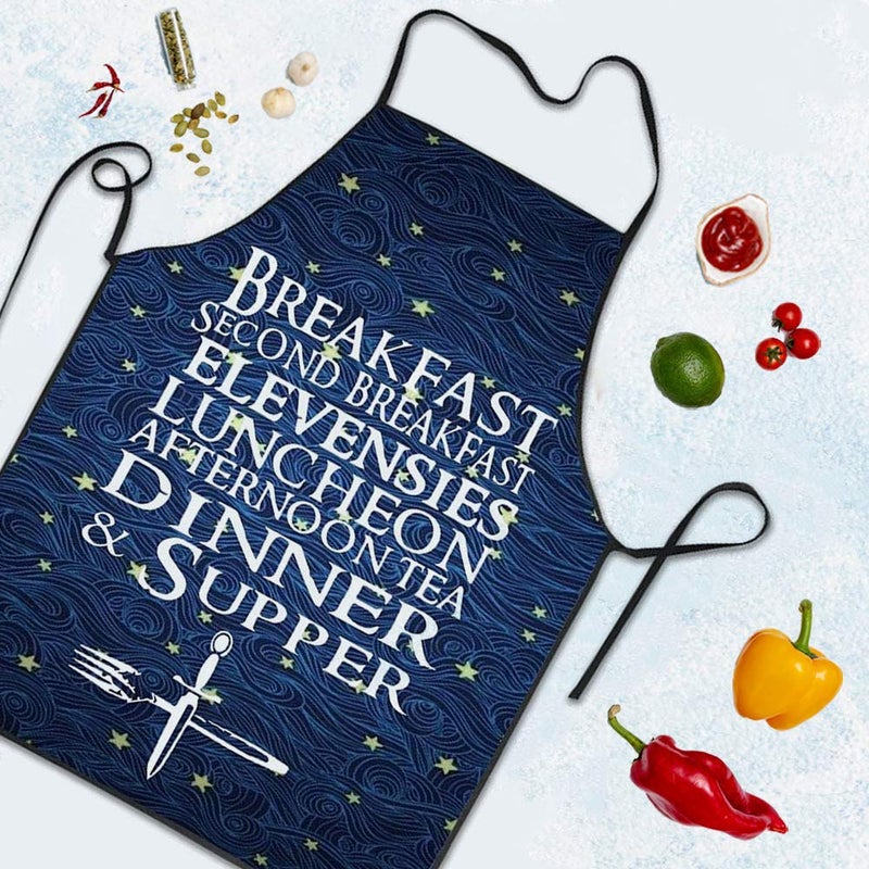 YISHOW Unisex The Seven Daily Hobbit Meals Cooking Chef Kitchen Aprons with Adjustable Bib - Image 4
