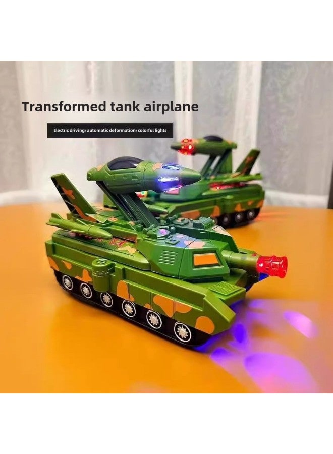 Shake The Sound Of The Same Boy Tank Deformation Aircraft Robot War Electric Car Model Children's Toys Stall-Color:Yj388-44 Transformed Tank-Specifications:Color Box Comes Standard With 【bring Your Own Battery】 + Screwdriver - Image 3