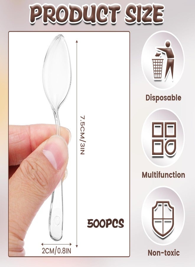 cobee 500Pcs Mini Spoons for Desserts, 3.7 Inch Disposable Clear Plastic Spoon Small Tasting Spoons for Jelly Pudding Yogurt Ice Cream Cake Appetizer Samples Tasting Party - Image 4
