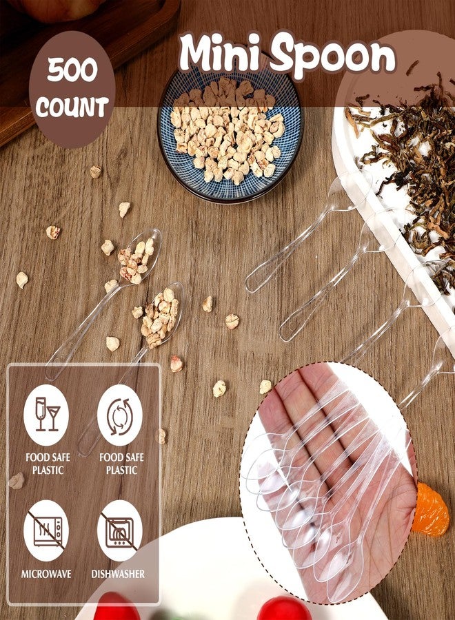 cobee 500Pcs Mini Spoons for Desserts, 3.7 Inch Disposable Clear Plastic Spoon Small Tasting Spoons for Jelly Pudding Yogurt Ice Cream Cake Appetizer Samples Tasting Party - Image 5