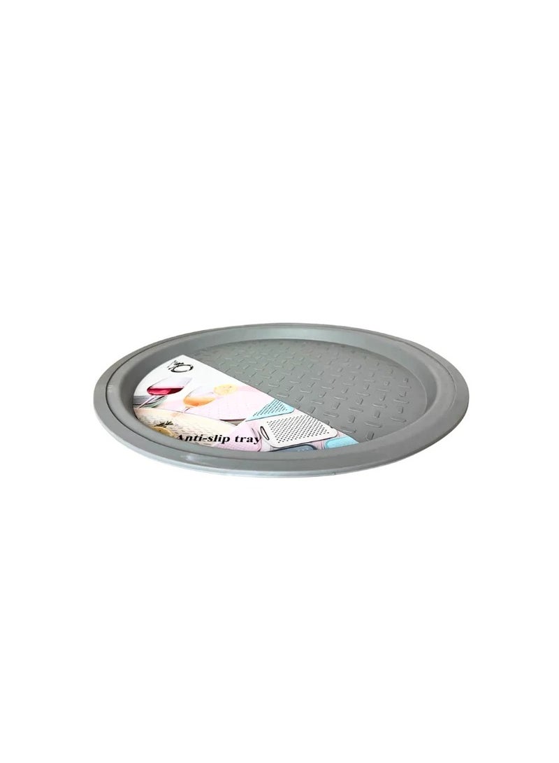 Plastic & Silicon Round Anti-slip Tray With Edges 34cm - Image 1
