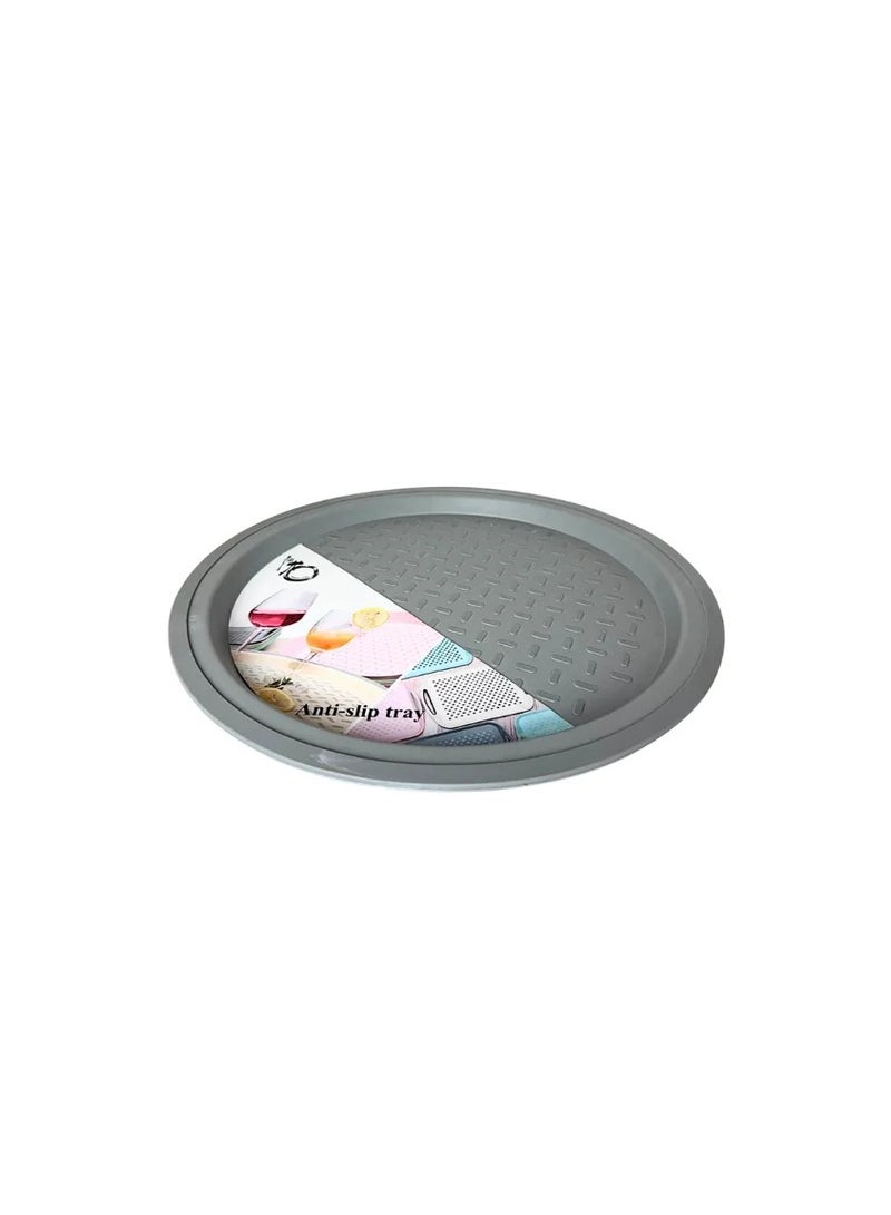 Plastic & Silicon Round Anti-slip Tray With Edges 34cm - Image 2