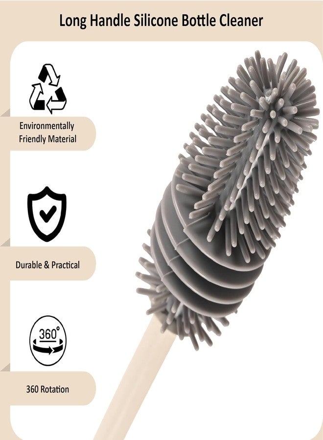 JAY EMPIRE Long Handle Silicone Bottle Cleaner Brush for Washing Water Bottle, Solution Bottle, Mug. Cleaning Brush ((Pack of 1) (Color - Grey)) - Image 5