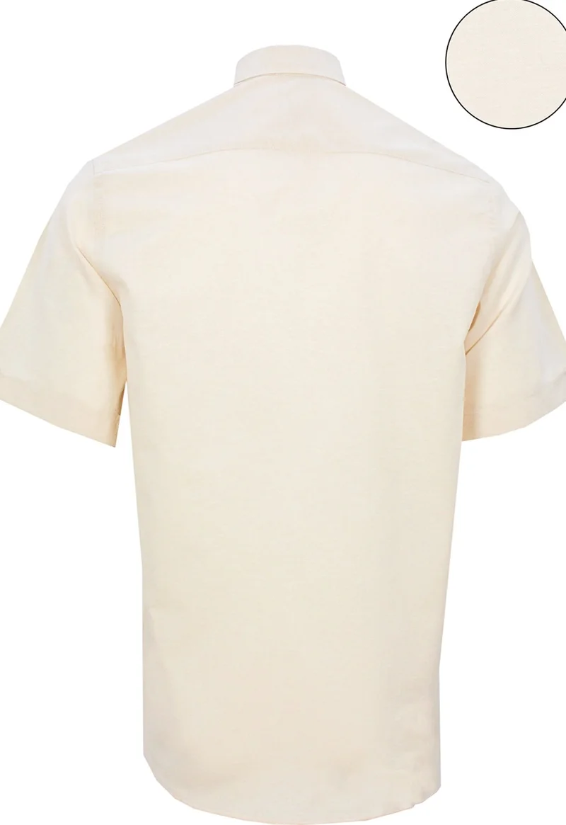 فاريتا Men's Taba Short Sleeve Classic Cut Collar Buttoned Cotton Satin Shirt