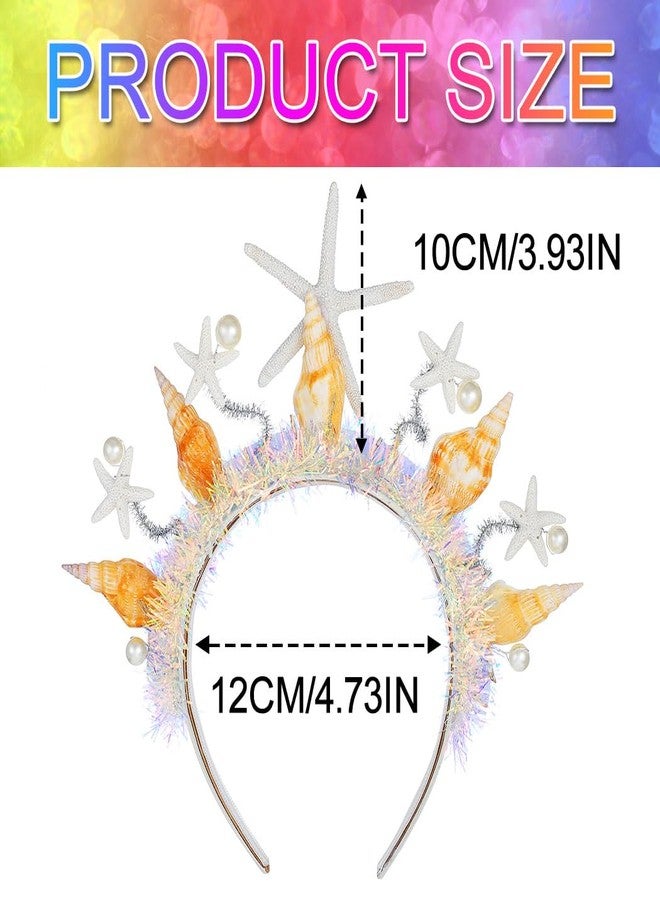 GORTIN Starfish Mermaid Headband Light up Pearl Tiara Wedding Headpiece Costume Hair Accessories for Women - Image 4