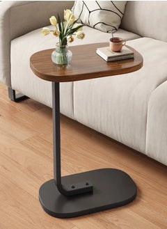 alimforyou Sofa table with brown top and black iron base, size 60*45*28 cm  - Image 1