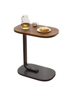 alimforyou Sofa table with brown top and black iron base, size 60*45*28 cm  - Image 2