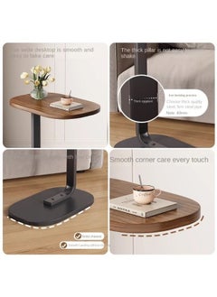 alimforyou Sofa table with brown top and black iron base, size 60*45*28 cm  - Image 5