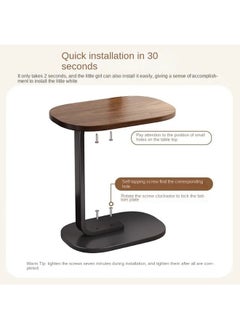 alimforyou Sofa table with brown top and black iron base, size 60*45*28 cm  - Image 3