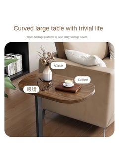 alimforyou Sofa table with brown top and black iron base, size 60*45*28 cm  - Image 4