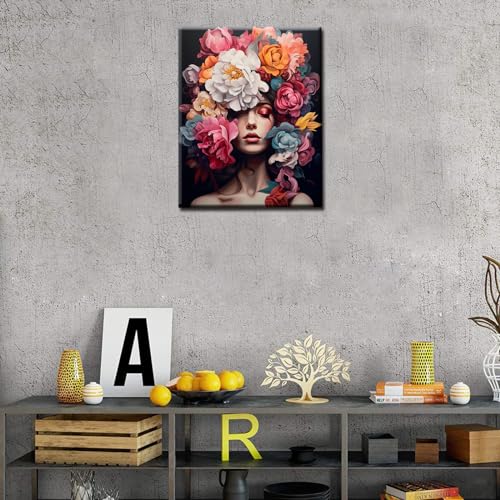 Tucocoo Flower Girl Paint by Numbers for Adults Beginner Colorful Style Photo Painting by Numbers on Canvas Flower Women Easy to Painting for Home Wall Decor Gifts 16x20inch Frameless - Image 4