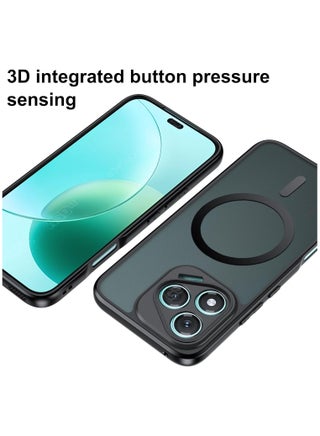 for Honor 400 Lite Case, Upgraded Full Camera Protection, Compatible with Mag-safe, Slim Translucent Matte Back Soft Bumper Phone Cover for Honor 400 Lite (Black) - view 4