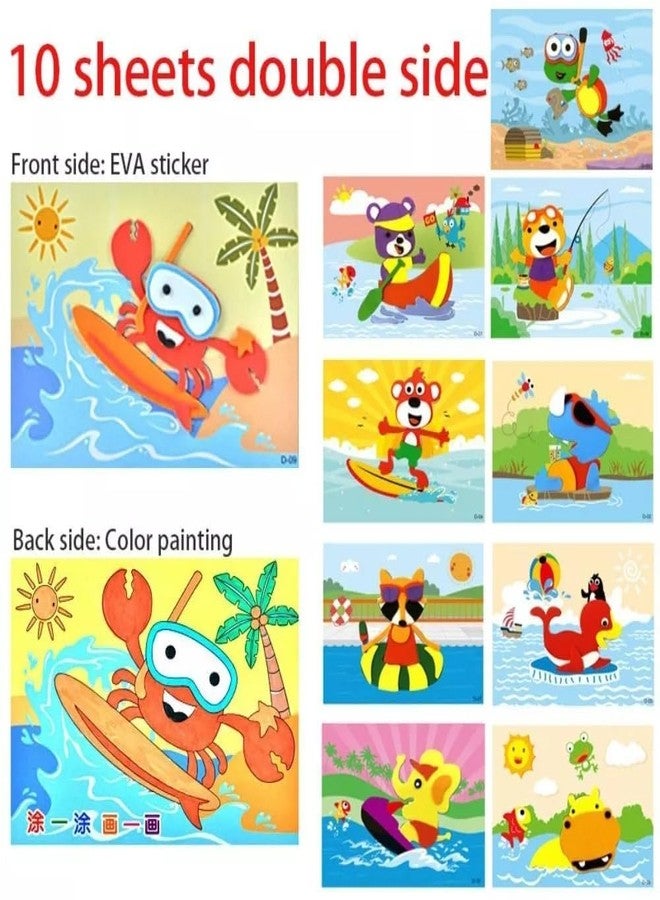 مجموعة أدوات فنية وحرفية من TINY TOYS CO للأولاد والبنات من 4 إلى 8 سنوات، خالية من الفوضى، لا تحتاج إلى غراء أو مقص، أنشطة رسم ممتعة للأطفال (ملصقات EVA ثلاثية الأبعاد) - Image 4