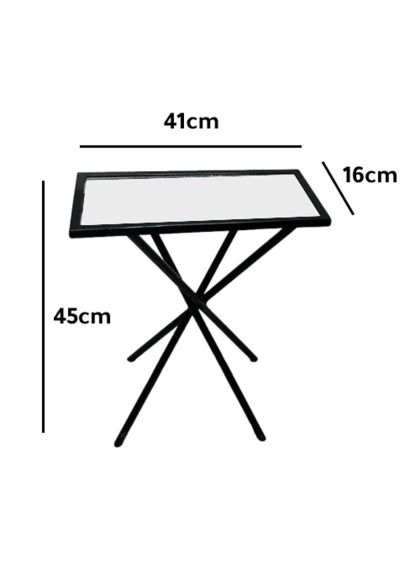 fan baytk - "Stylish black serving table with clear glass - versatile with dimensions of 45 cm height x 16 cm width x 41 cm length" - Image 1