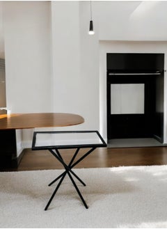 fan baytk "Stylish black serving table with clear glass - versatile with dimensions of 45 cm height x 16 cm width x 41 cm length"  - Image 2