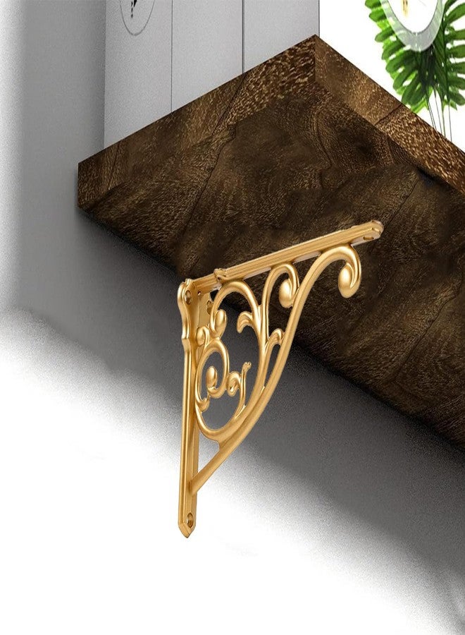 ZAUYX Heavy Duty Solid Stand,8 Inch 2 Pack Antique Gold,Right Angle Wall Panel Support Bracket,Decorative Shelf Bracket,Heavy Duty Vintage,Wall Mount Support DIY - Shelf Hardware Included - Image 4