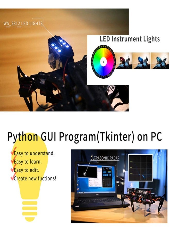 Adeept Hexapod Spider Robot Kit Compatible with Arduino IDE, Spider Walking Crawling Robot, Self-stabilizing Based on MPU6050 Gyro Sensor, STEAM Robotics Kit with PDF Manual - Image 3