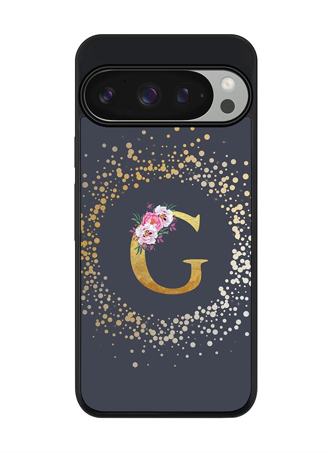 Stylizedd For Google Pixel 9 Pro Case,Slim fit Camera Protection, Shockproof Thin Phone cover - Custom Monogram Floral - G (Grey ) - Image 1