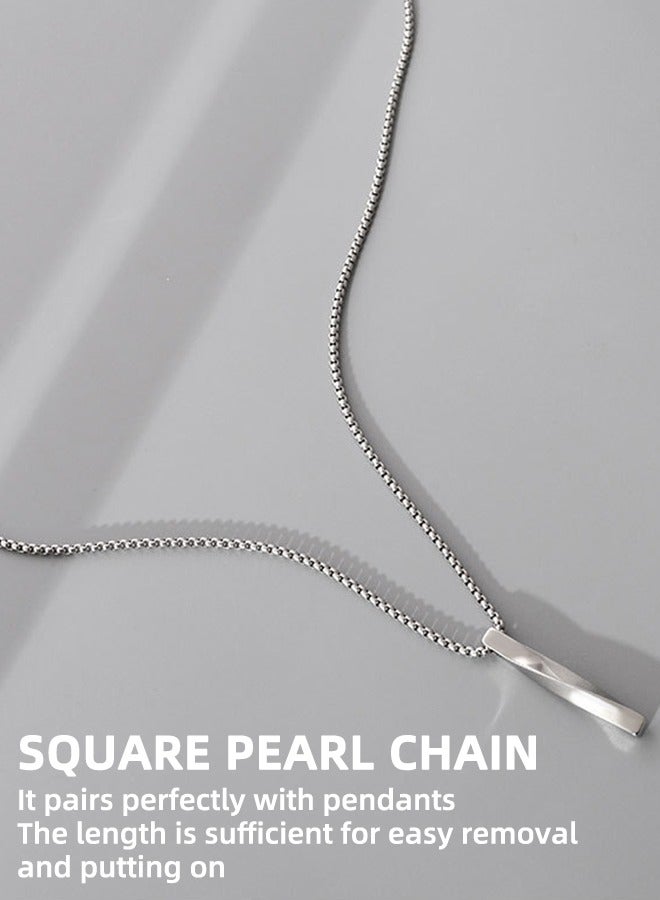 Casual Fashion Spiral Pendant Necklace Cool Sweater Chain Men And Women Silver Vertical Rectangular Bar Pendant Necklace Harajuku Titanium Steel Non-Fading Spiral Long Necklace Birthday Gift - Image 4