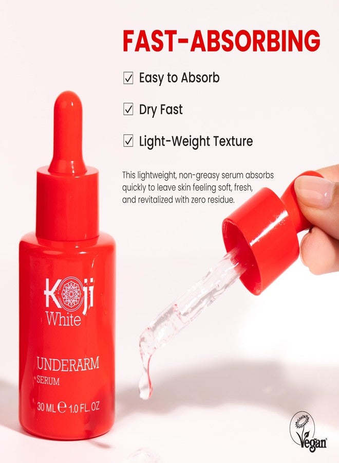 Koji White Underarm Serum for Armpit, Elbows, Knees, Private Areas - Hydrating with Kojic Acid, Niacinamide, Tranexamic Acid, Paraben-Free, Vegan, 1 Fl Oz - Image 2