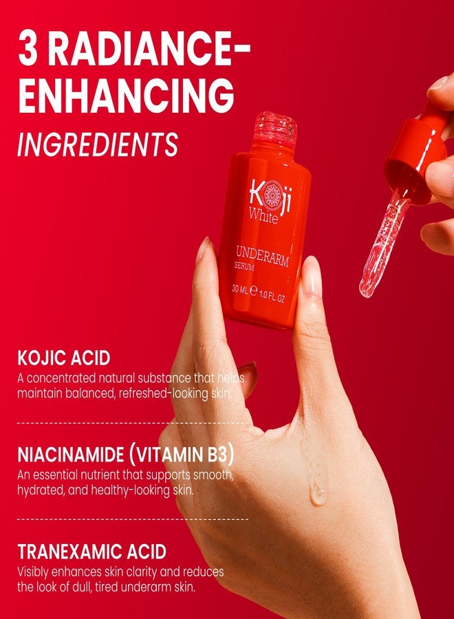 Koji White Underarm Serum for Armpit, Elbows, Knees, Private Areas - Hydrating with Kojic Acid, Niacinamide, Tranexamic Acid, Paraben-Free, Vegan, 1 Fl Oz - Image 4