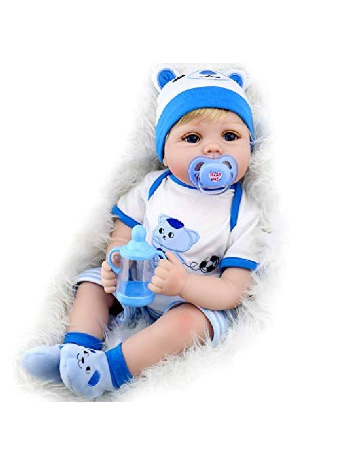 Aori - Lifelike Reborn Baby Boy Doll 22 Inch Handmade Weighted Newborn Baby Dolls With Bear Toy Set For Children - Image 1