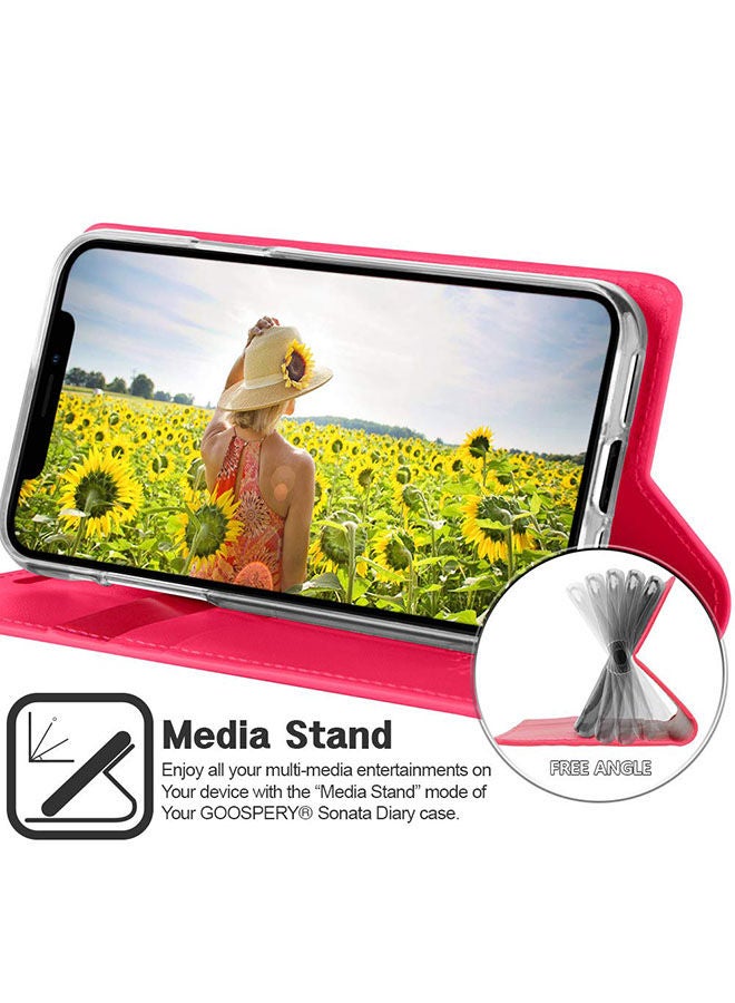 NIBEMINENT Leather Protective Case Cover For iPhone 11 Pro Max Fuchsia - Image 2