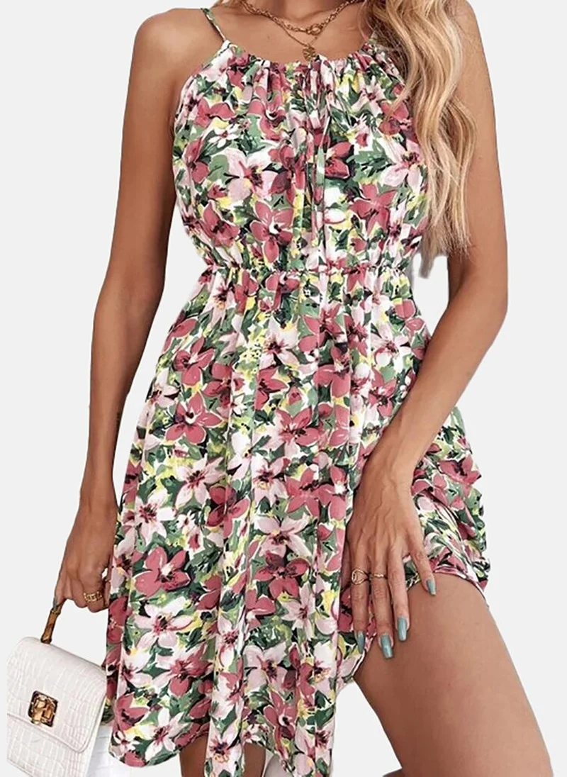 YUNIQEE Women Floral Printed Shoulder Straps Fit & Flare Dress