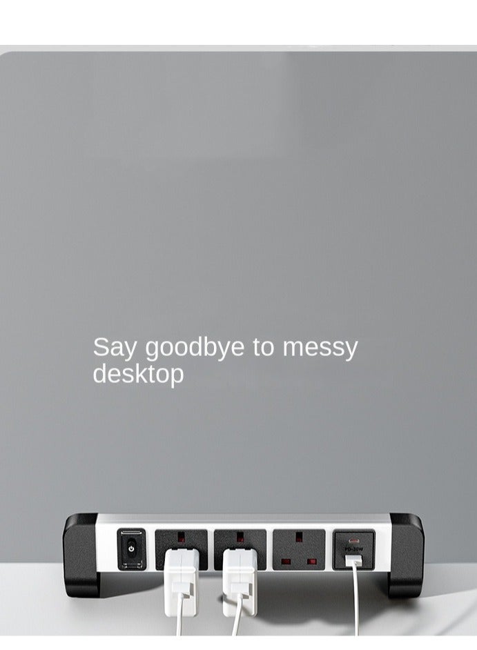 Demu UK Standard Desktop Clip-On Socket - Multifunctional 2M Drill-Free USB Quick Charge Socket - Image 5