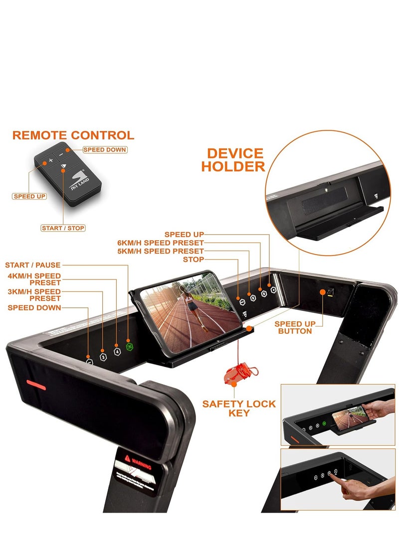Foldable 3-in-1 Under Desk Treadmill | 2.5HP Quiet Running Machine for Home with Shock Absorption, LED Display & Device Holder | Supports 110kg User Weight | Walking pad For Home Gym & Office Use EM-1296