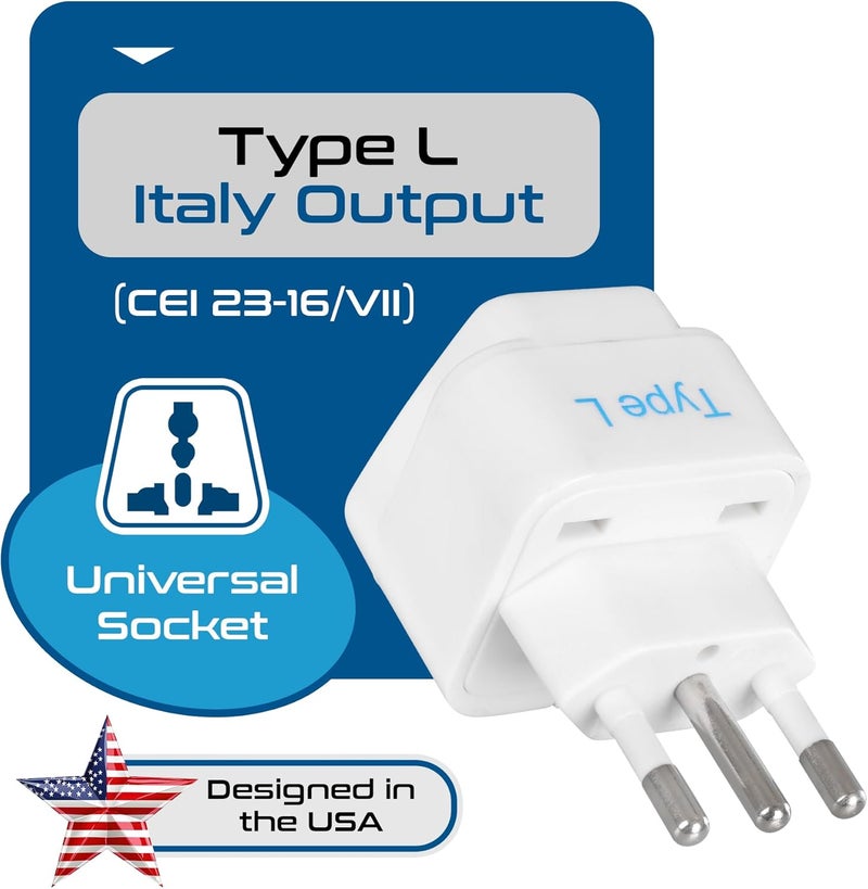 Ceptics Italy, Chile Universal Travel Plug Adapter (Type L) - Perfect for Traveling to Rome - Charge your Cell Phones, Laptops, Tablets - Grounded - 3 Pack (GP-12A-3PK) - Image 3