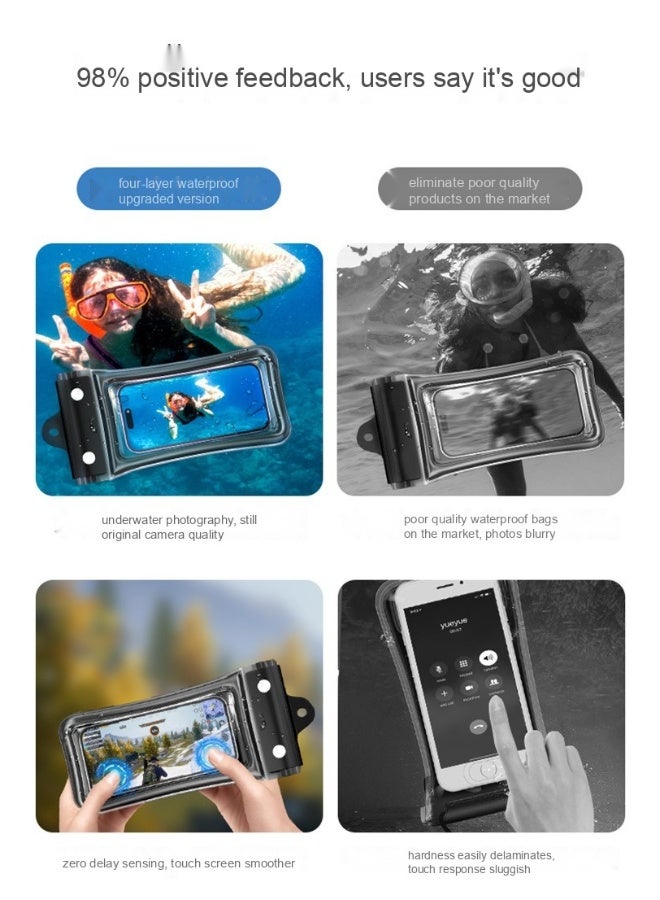 جيناو حافظة مقاومة للماء والغبار والرمال IP68 للهواتف الكبيرة 7.2 بوصة - مناسبة لـ iPhone 16/15/14/13/12 Pro Max، Galaxy S24/S23/S22 Ultra، Redmi Note 13 Pro، Infinix HOT 40 Pro - عبوتان شفافتان عالميتان - Image 5