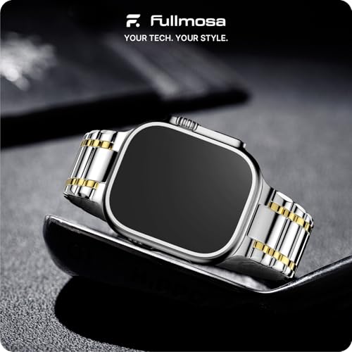 Fullmosa Bands Compatible with Apple Watch Band 49mm Ultra3 2 1 Stainless Steel iWatch Band with Case for Apple Watch Silver and Gold - Image 3