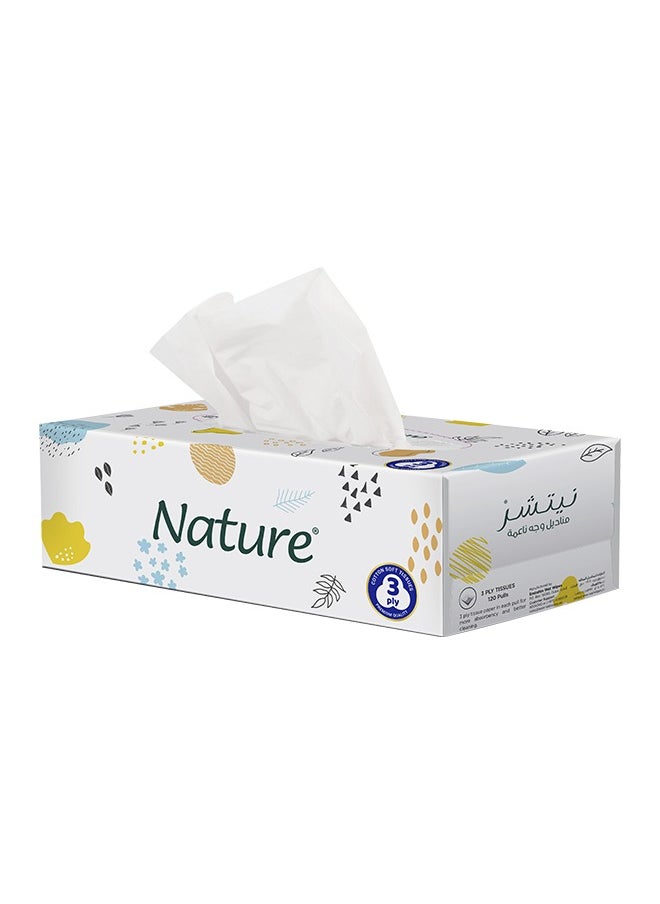 NATURE Facial Tissue 120 Sheets x 3 Ply Premium Quality Pack of 3+1 Free White  - Image 2