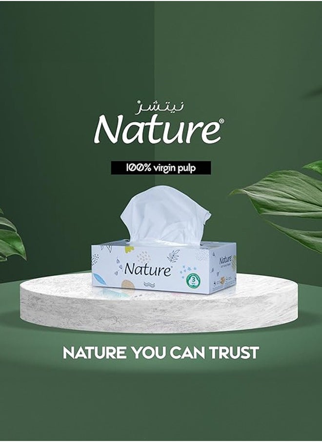 NATURE Facial Tissue 120 Sheets x 3 Ply Premium Quality Pack of 3+1 Free White  - Image 3