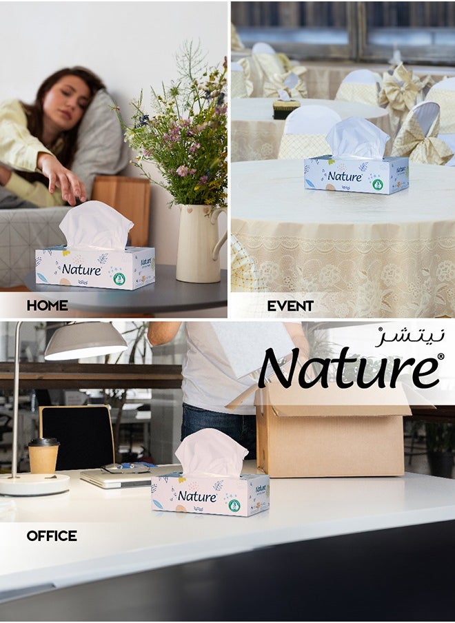 NATURE Facial Tissue 120 Sheets x 3 Ply Premium Quality Pack of 3+1 Free White  - Image 4