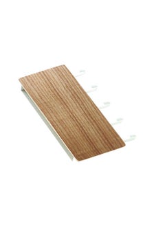 Thoraya Wooden Key Holder Mail Organizer 5 Hooks Drilling Free Wall Mounted Key Holder Storage Shelf Wood Color  - Image 4