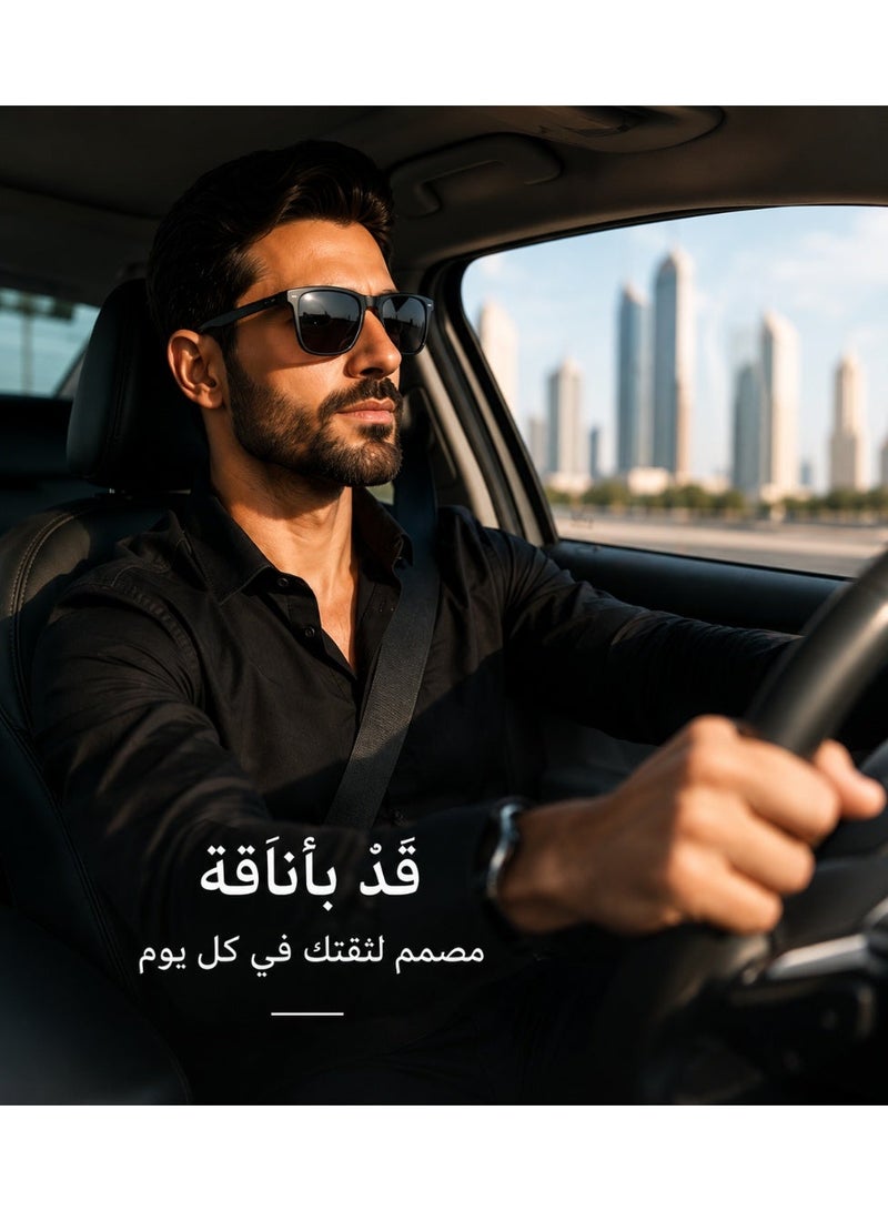 Hirospace Classic Black Polarized Square Sunglasses for Men & Women, HD UV400 Driving Sunglasses, Stylish Everyday Eyewear - Image 2