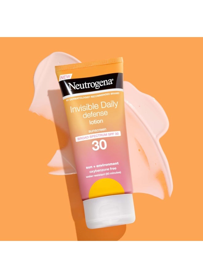 Neutrogena Invisible Daily Defense Sunscreen Lotion, Broad Spectrum SPF 30, Oxybenzone-Free & Water-Resistant, Sun & Environmental Aggressor Protection, Antioxidant Complex 3.0 fl. ozFluid Ounce - Image 3