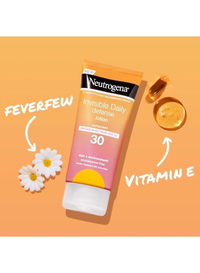 Neutrogena Invisible Daily Defense Sunscreen Lotion, Broad Spectrum SPF 30, Oxybenzone-Free & Water-Resistant, Sun & Environmental Aggressor Protection, Antioxidant Complex 3.0 fl. ozFluid Ounce - Image 4